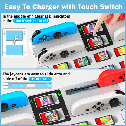【Z】Switch Games Organizer Station with Controller Charger, Charging Dock for Switch & OLED Joycons, Switch Mounts, Brackets & Stands for Games, TV Dock, Pro Controller, Accessories Kit Storage